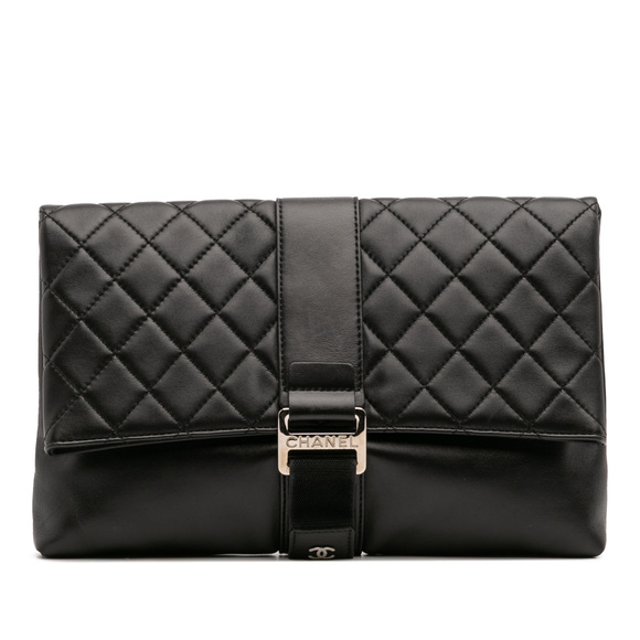 Pre-Loved Chanel CC Quilted Lambskin Grip Clutch - Picture 1 of 12